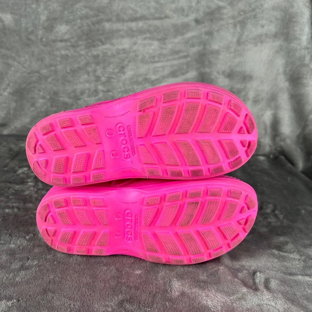 Crocs Handle It Rain Boots Kids Pink Waterproof Pull On Boots J2